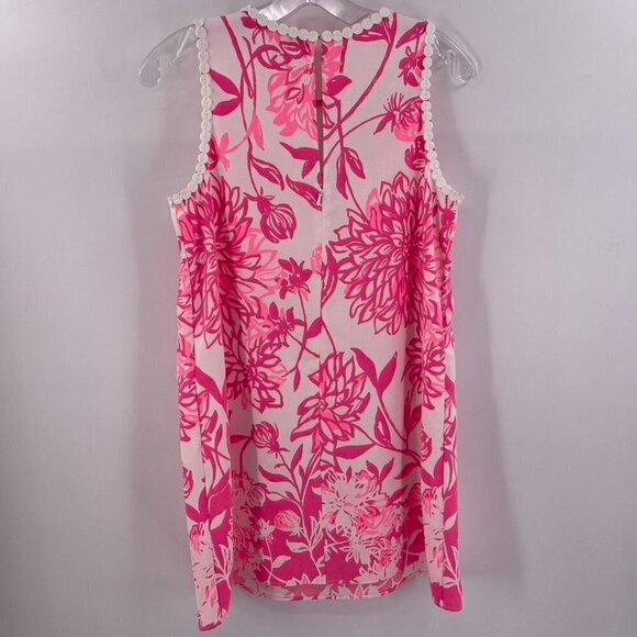 Lilly Pulitzer Size 2 Pink White Nala Soft Crotchet Shift Mini Dress - Picture 5 of 5